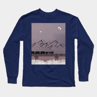 Midnight train and air balloons Long Sleeve T-Shirt